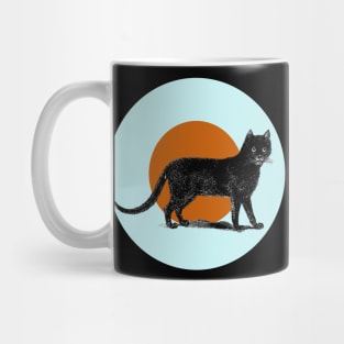 Halloween Black Cat, Signs and Symbols - Pale Blue and Cinnamon Mug